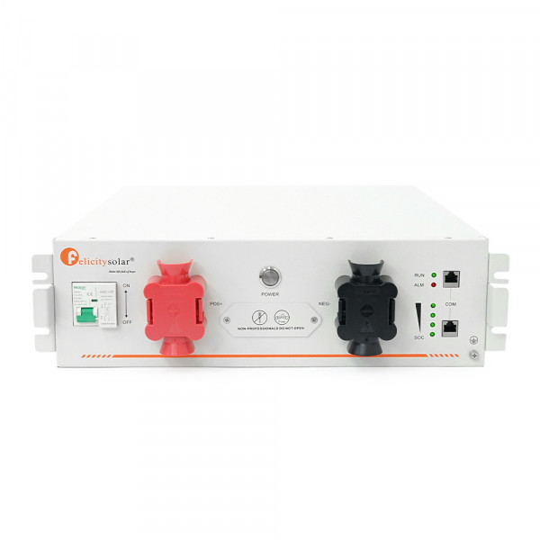 Акумулятор FelicityESS LiFePO4 FLA48100UG1 51.2V 5.12kWh. BMS 100А, до 32 parallel, CAN/RS485, IP21. 575x483x133 мм. 43 кг.