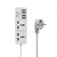Мережевий подовжувач Senmaxu SMX-068, 2 Universal Socket + 4 USB, 1,5м, Black, Box