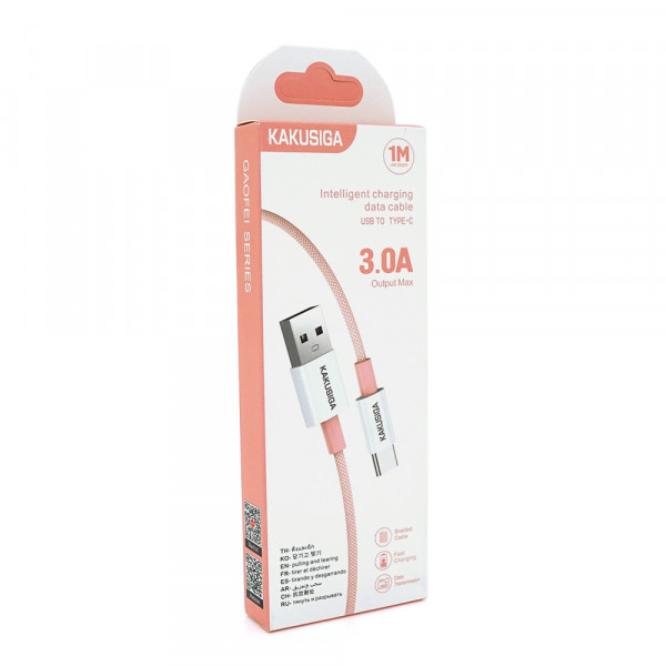 Кабель iKAKU KSC-723 GAOFEI smart charging cable for Type-C, Pink, довжина 1м, 2.4A, BOX