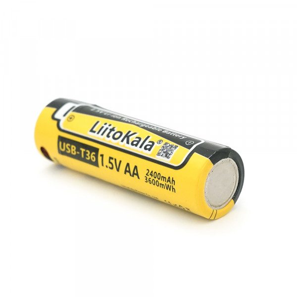 Аккумулятор LiitoKala USB-T36 1.5V/AA 1.5V AA 2400mAh/3600mWh, Li-ion Rechargeable Battery, Type-C, Charging current: 300mAh, цена за 1шт