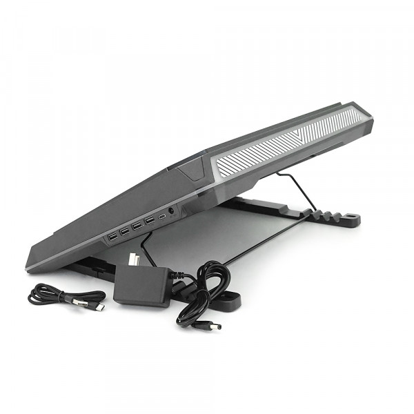 Підставка під ноутбук IceCoorel A8, до 17", fan1-135*15 мм 300-3000 RPM, корпус пластик, 4-USB+1-TYPE C+DC, 420x320x55mm, RGB-11 режимів, DC-12V, Box Q8