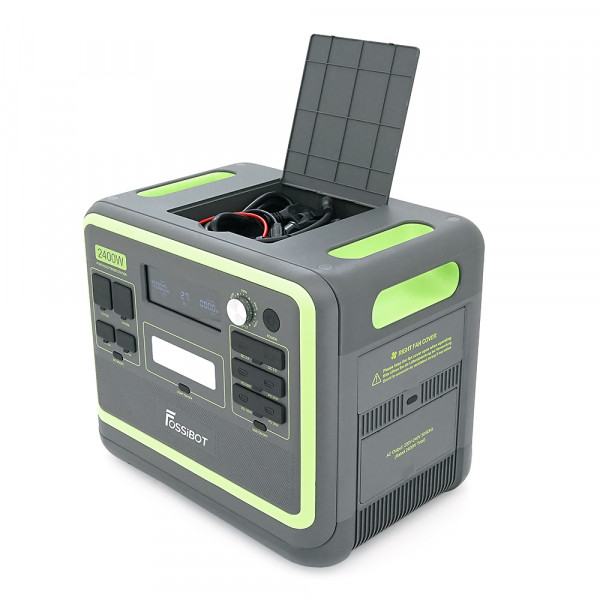 Портативная зарядная станция FOSSiBOT F2400, 2200W/2048Wh LiFePO₄, MPPT 500W max, XT60-12V/25А, 2xDC5521-12V-3A, CarPort-12V-10A, 2xAC230V, 2xUSB-A-18W, 4xUSB-C-100W, Wi-Fi, Bluetooth, charge 2 h,386*840*321 мм. 22кг