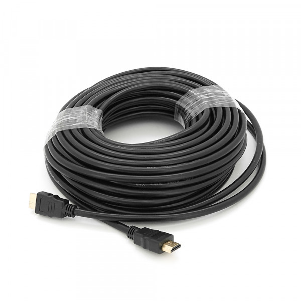 Кабель Merlion HDMI-HDMI HIGH SPEED 20m, v1.4, OD-7.5mm, круглий Black, коннектор Black, (Пакет) Q25