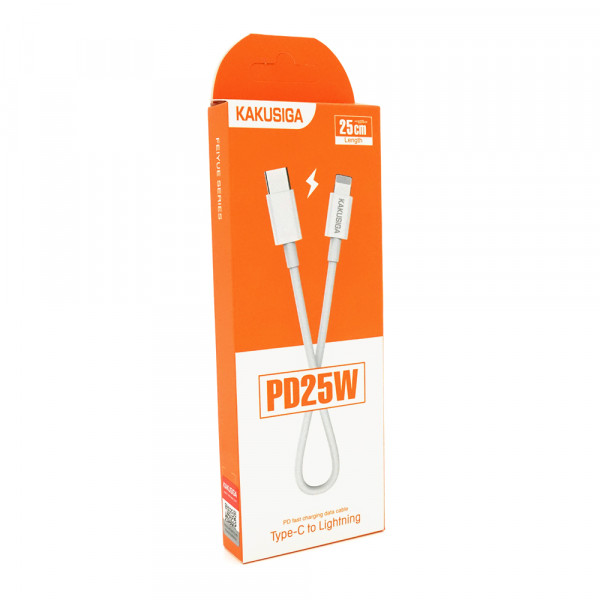 Кабель iKAKU KSC-653 FEIYUE PD100W fast charging short cable (Type-C to Lightning), White, довжина 0.25м, BOX