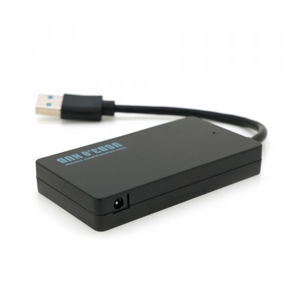 Хаб USB 3.0, 4 порти, плоский, чорний, підтримка до 2TB, кабель 0,14 м, Blister