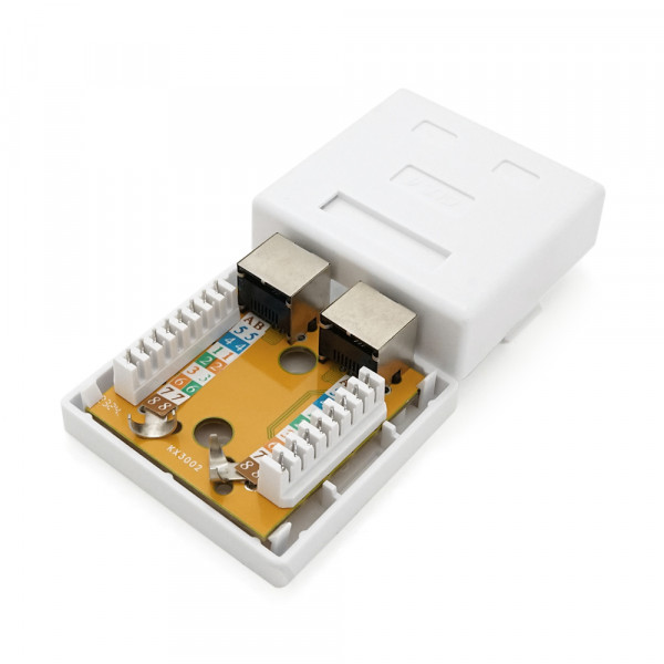 Розетка RITAR FTP 8P8C RJ45 2 порт Cat-6,  накладна біла Q250