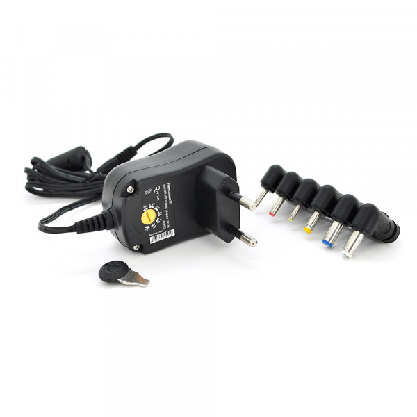 Універсальний БП Input 100V-240V 50-60Mhz, Output :3V-12V-1A 12W, 6 Г-подібних роз'ємів 2.35*0.75/ 3.0*1.1/3.5*1.35/4.0*1.7 /5.5*2.