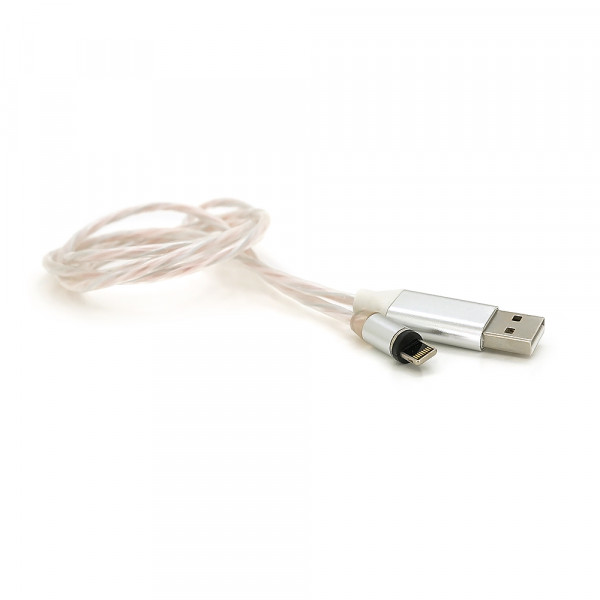 Магнітний кабель світиться USB 2.0 / Lighting, 1m, 2А, Silver, OEM