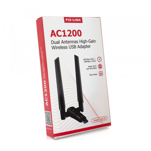 Бездротовий мережний адаптер Wi-Fi-USB LV-UAC21, AC600, з подвійною антеною, 802.11 a/с, 600MB, Box