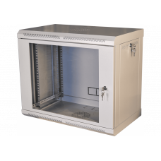 Шафа телекомунікаційна 19" VAGO 9U, настінна, двері акрил, сірий, (505х600х350)