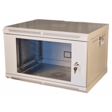 Шафа телекомунікаційна 19" VAGO 6U, настінна, двері акрил, сіра, (370х600х450)