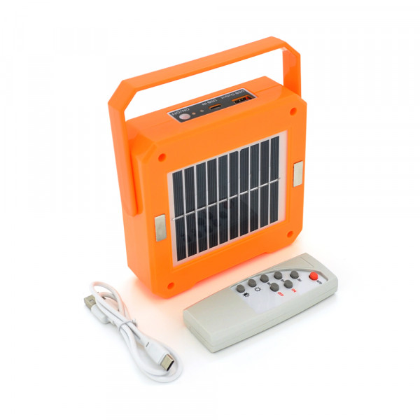 Ліхтар переносний RD-C096+Solar+пульт, 4 режими, вбудований акум, корпус міцний пластмас, магніт, USB кабель, Box
