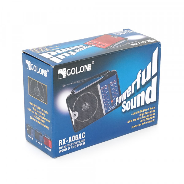 Радіоприймач GOLON RX-A06AC, LED, 2x3W, FM радіо, корпус пластмас, Black, BOX