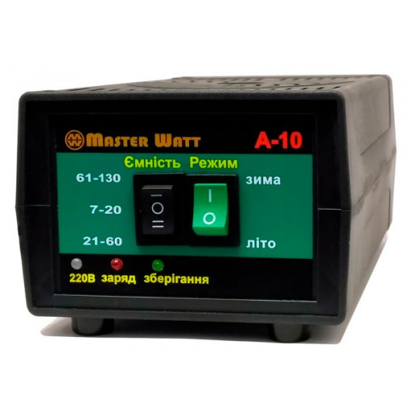 Автоматичне ЗУ для акумулятора MW-AZU12-10A 12V (7-130Ah) (MF,WET,AGM,CA/CA), 160-245V, Мах струм заряду 10А, напруга заряду 14,7;15,4V