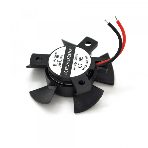Кулер корпусний JLN3510, 35x35x10mm, 9V/0.09A/0.8W, 2-pin, під пайку, Black, OEM.