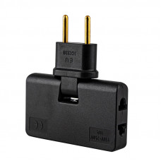 Трійник + перехідник 3in1, UK/US-EU, 220В, 10А, поворотний 180 °, Black