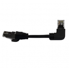 Патч-корд литий UTP, RJ45(прямий/кутовий), неекранований, UTP5e 0.13m,patch D=4.9mm AWG26 1x90°  CU,чорний, Q200