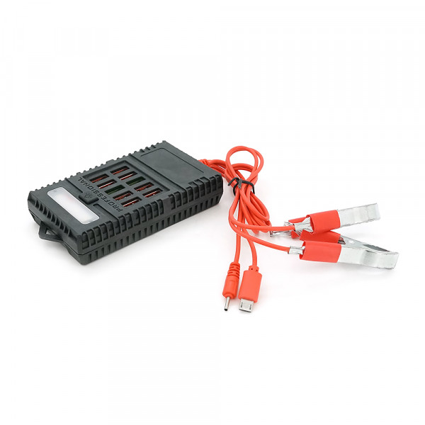 Портативний HUB ZS-09-2 із крокодилами на 5*USB2.0 (2.4A), led, живлення 12В, Black, Box