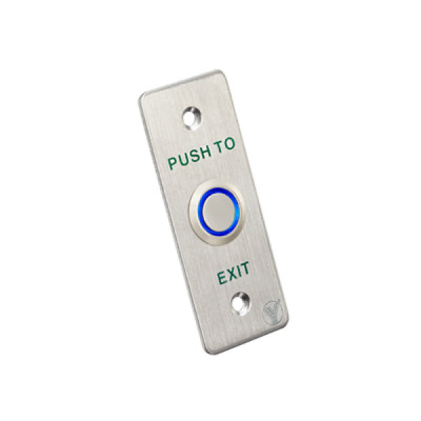 Кнопка виходу PBK-814A(LED) врізна, NO/NC/COM, нержавіюча сталь, діодне підсвічування, 90х35х26.5мм