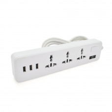 Мережевий фільтр ТВ-Т13, 3 розетки + 3 USB, 2 м, перетин 3х0,75мм, 2500W, White, Box