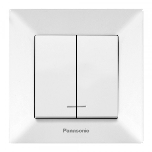 Вимикач Panasonic Arkedia Slim двоклавішний з підсвіткою, білий