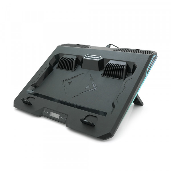 Підставка під ноутбук IceCoorel A3, 10-15.6", 2*60мм 2800±10% RPM, корпус пластик, 2xUSB2.0 + LCD + speed controllers, 400x350x45mm, Black, Box, Q10