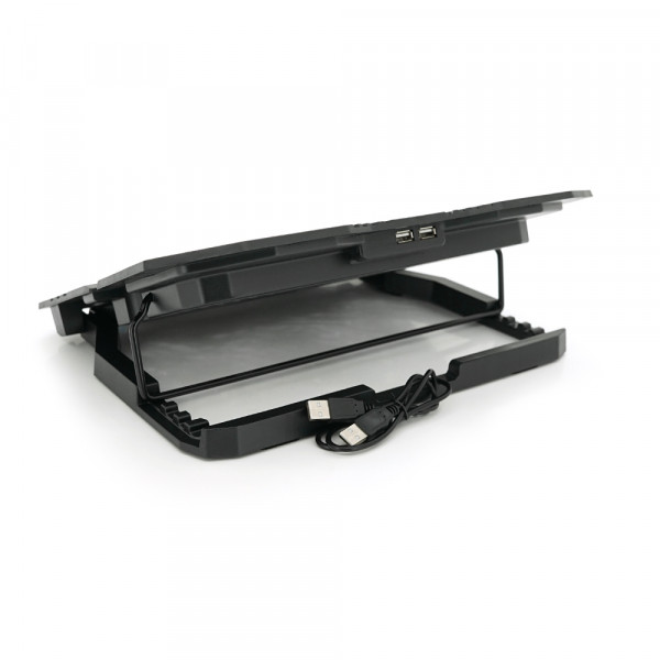 Підставка для ноутбука IceCoorel K8, 10-17", 6*70mm 1800 RPM±10%, корпус пластик+алюміній, 2xUSB2.0 + LCD, 365*297*30mm, Black, Box, Q18