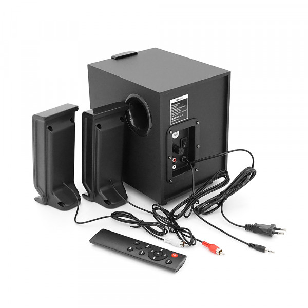Колонки 2.1 Kisonli TM-9200A, для ПК та ноутбука, живлення 220V + jack 3.5mm, 5W+2x3W, 20Hz-20KHz, з сабвуфером, bluetooth, Black, BOX,