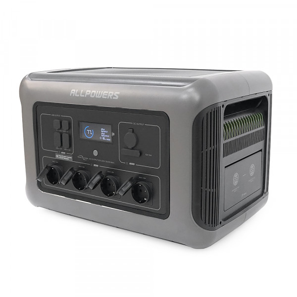 Power station ALLPOWERS R3500 APP Control, Wi-Fi, Bluetooth, 3500W, 2880Wh LiFePO4 3500Cycles, MPPT 2000w max, CAR port, DC12/24V, 4хAC 220V, 2xUSB-TYPE-C 200W, 2xUSB-A 18W, 2xUSB-A 36W, XT60, wireless 15W, Fast charge 60min, 530×360×345mm, 42kg