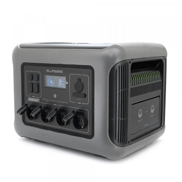 Power station ALLPOWERS R2500 APP Control, Wi-Fi, Bluetooth, 2500W, 2016Wh LiFePO4 3500Cycles, MPPT 1000w max, CAR port, DC12/24V, 4хAC 220V, 2xUSB-TYPE-C 200W, 2xUSB-A 18W, 2xUSB-A 36W, XT60, wireless 15W, Fast charge 60min, 456×360×346mm, 29kg