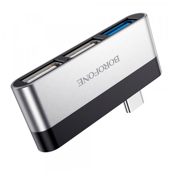 Перехідник BOROFONE DH1 Type-C(Male) - USB3.0+2*USB2.0, Black, Box