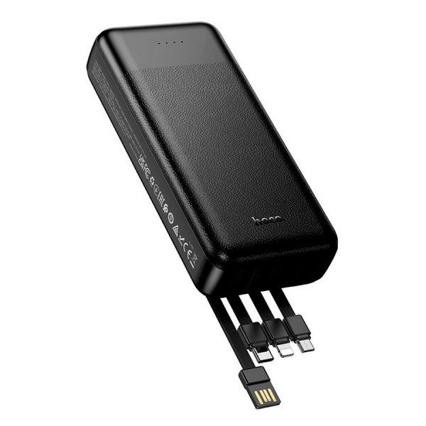 Power Bank HOCO J163A 20000mAh, 4 кабелі, Black, 0.460kg
