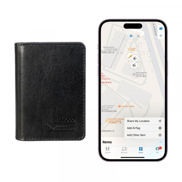 Візитниця з трекером HOCO E91F, Black