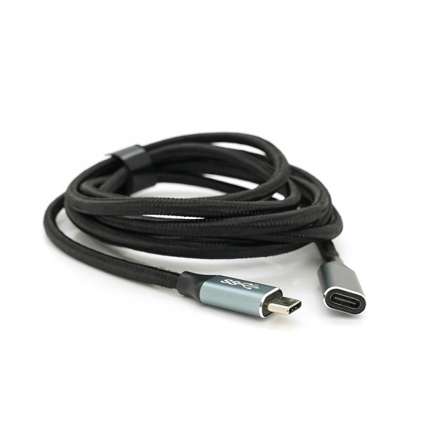 Подовжувач Type-C to Type-C (USB 3.2 GEN2 male to female), обплетення, Black, довжина 2м, підтримка 100W/10Gbps, 4K60HZ audio/video outpout, BOX