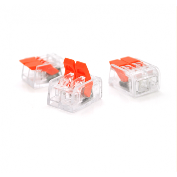 Клема з натискними затискачами 2-провідна WAGO K221-412 для розподільних коробок, 2-pin, прозоро-жовтогаряча, упаковка 10 шт, ціна за упаковку