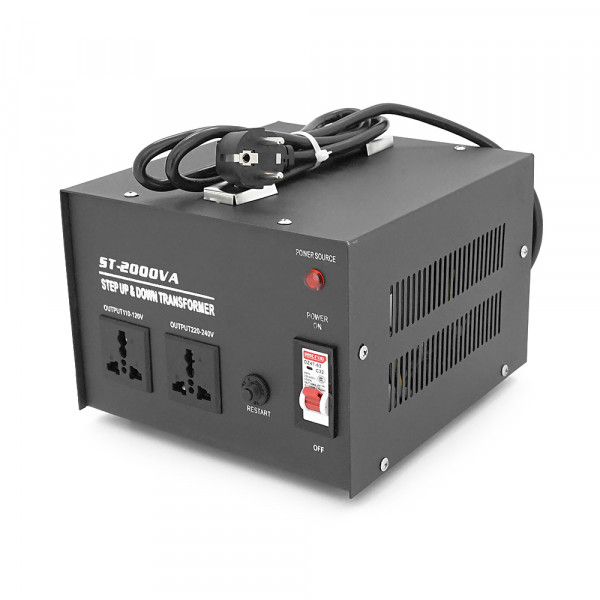 Перетворювач напруги трансформаторний універсальний ST-2000VA Input 220 V/Output 110V, Input 220 V/Output 110V+