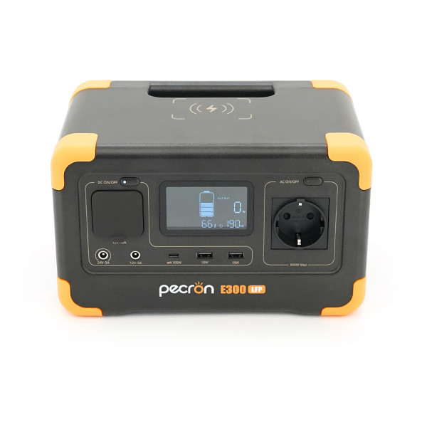 Power station Pecron E300LFP, 288Wh LiFePO4, DC12/24V, 1хAC 220, 2xUSB-18W, 1хUSB-C(100W), wireless 15W, charge 80min, 254×172×154 mm. 4.8kg