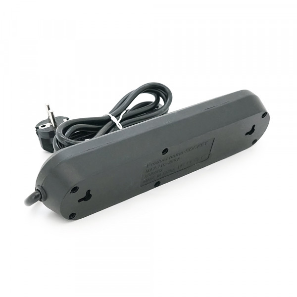 Мережевий фільтр F03U, 3 розетки EU + 3 USB, 1.5 м, перетин 3х0, 75мм, 2500W, Black, Bag