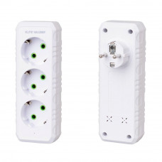 Розетка трійник із заземленням F101-White, 3 розетки, 2500W, 10A, 110-250V~Max, Blister