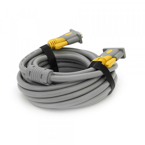 Кабель Merlion VGA 3+6 HIGH SPEED 5m, male to male (тато-тато), 1 ферит, сіро-жовтий, кульок 1080P Q60
