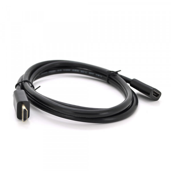 Подовжувач Merlion HDMI (тато) -HDMI (мама) VEGGIEG 0.5m, v2.0, OD-7.0mm, круглий, Black, коннектор Black, (Пакет)
