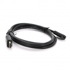 Подовжувач Merlion HDMI (тато) -HDMI (мама) VEGGIEG 1.0m, v2.0, OD-7.0mm, круглий, Black, коннектор Black, (Пакет)