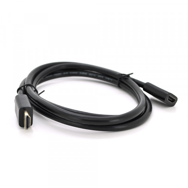 Подовжувач Merlion HDMI (тато) -HDMI (мама) VEGGIEG 1.0m, v2.0, OD-7.0mm, круглий, Black, коннектор Black, (Пакет)