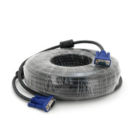 Кабель Merlion VGA 30m, male to male (тато-тато), 2 фериту, чорно-синій, кульок