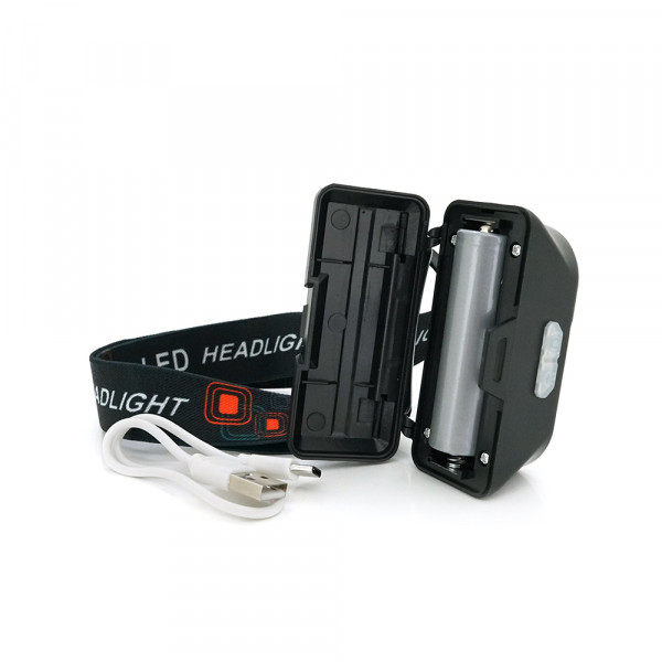 Налобний ліхтарик Voltronic KX-1804,2 Cob, White+Red, 6 режимів, корпус: пластик, водостійкий, ip44, АКБ 18650, Type-C кабель, 6500K, BOX