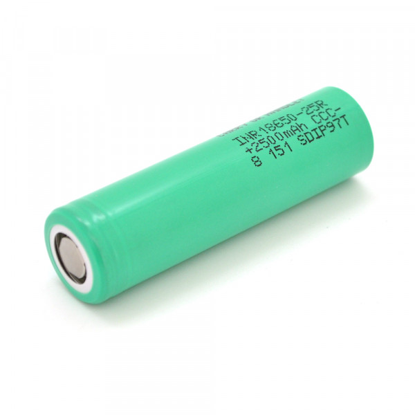 Акумулятор Li-Ion 18650 Samsung INR18650-25R, 2500mAh, 20A, 4.2/3.6/2.5V, GREEN, 2 шт в упаковці, ціна за 1 шт