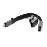 Перехідник VEGGIEG TC-301 USB3.0(AF) + USB2.0(AF) + USB2.0(AF) OTG => Type-C(M), Black, Пакет