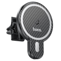Автотримач HOCO СА85+ Wireless Charging 15W, кріплення на решітку, магніт, Black, Box