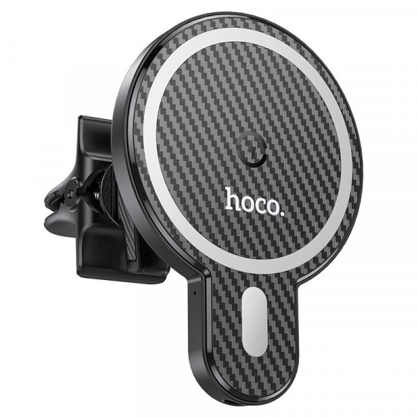 Автотримач HOCO СА85+ Wireless Charging 15W, кріплення на решітку, магніт, Black, Box