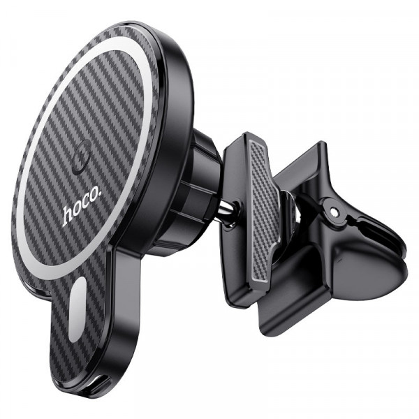Автотримач HOCO СА85+ Wireless Charging 15W, кріплення на решітку, магніт, Black, Box